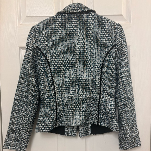 Elegant Women's Tweed Blazer - Black and White - Picture 3 of 9